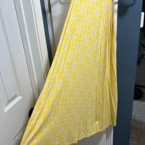 LOFT Yellow and White Floral Skirt